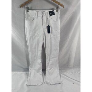 EXPRESS High Rise Cropped Flare White Jeans w/ Stretch Size 6R